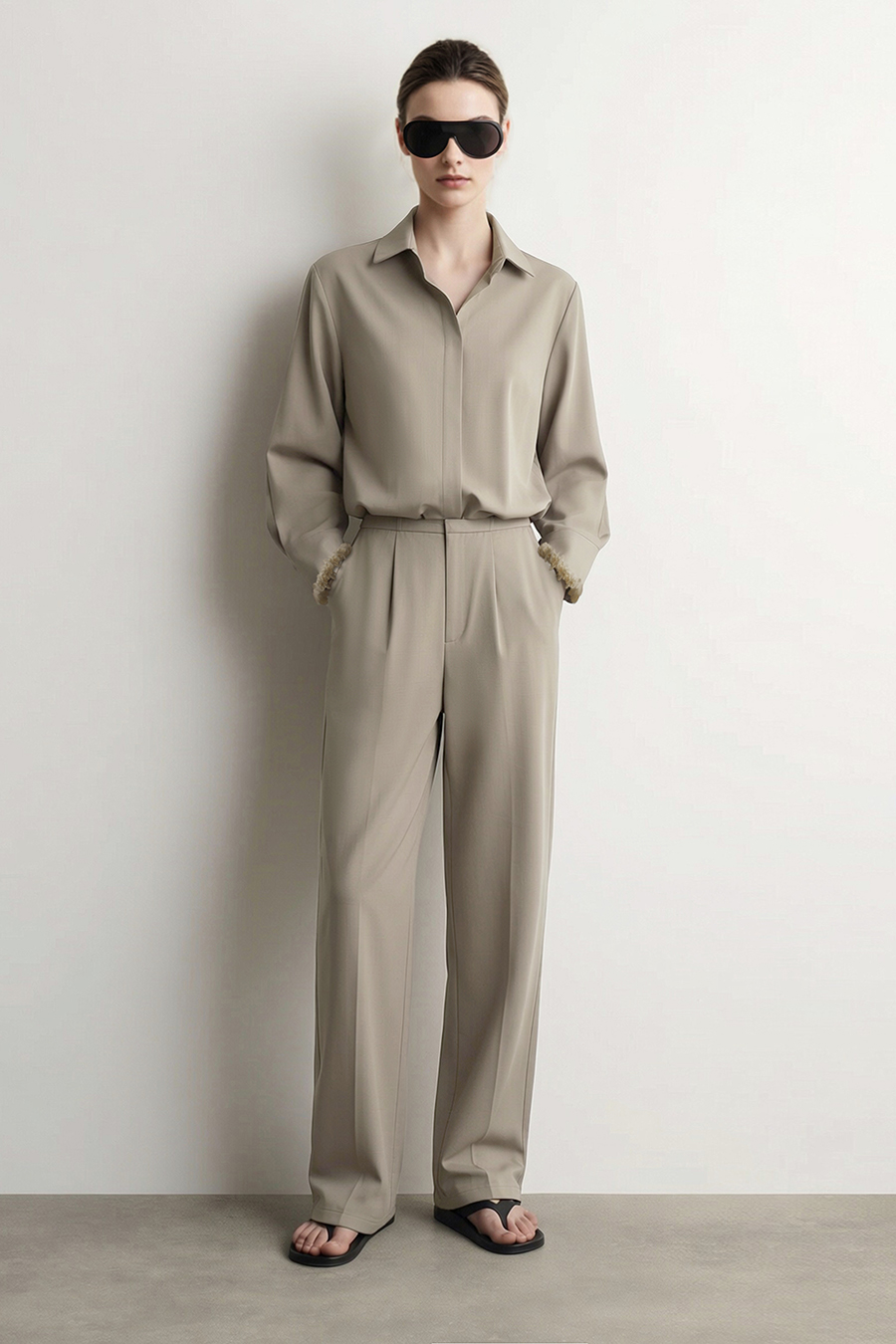 Beaded tape collared shirt|AMII