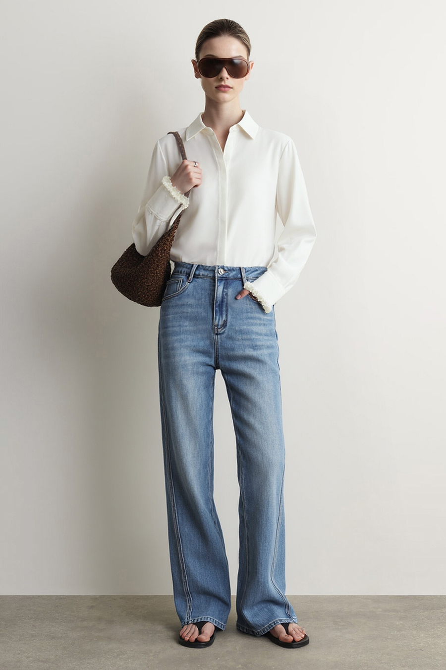 Beaded tape collared shirt|AMII