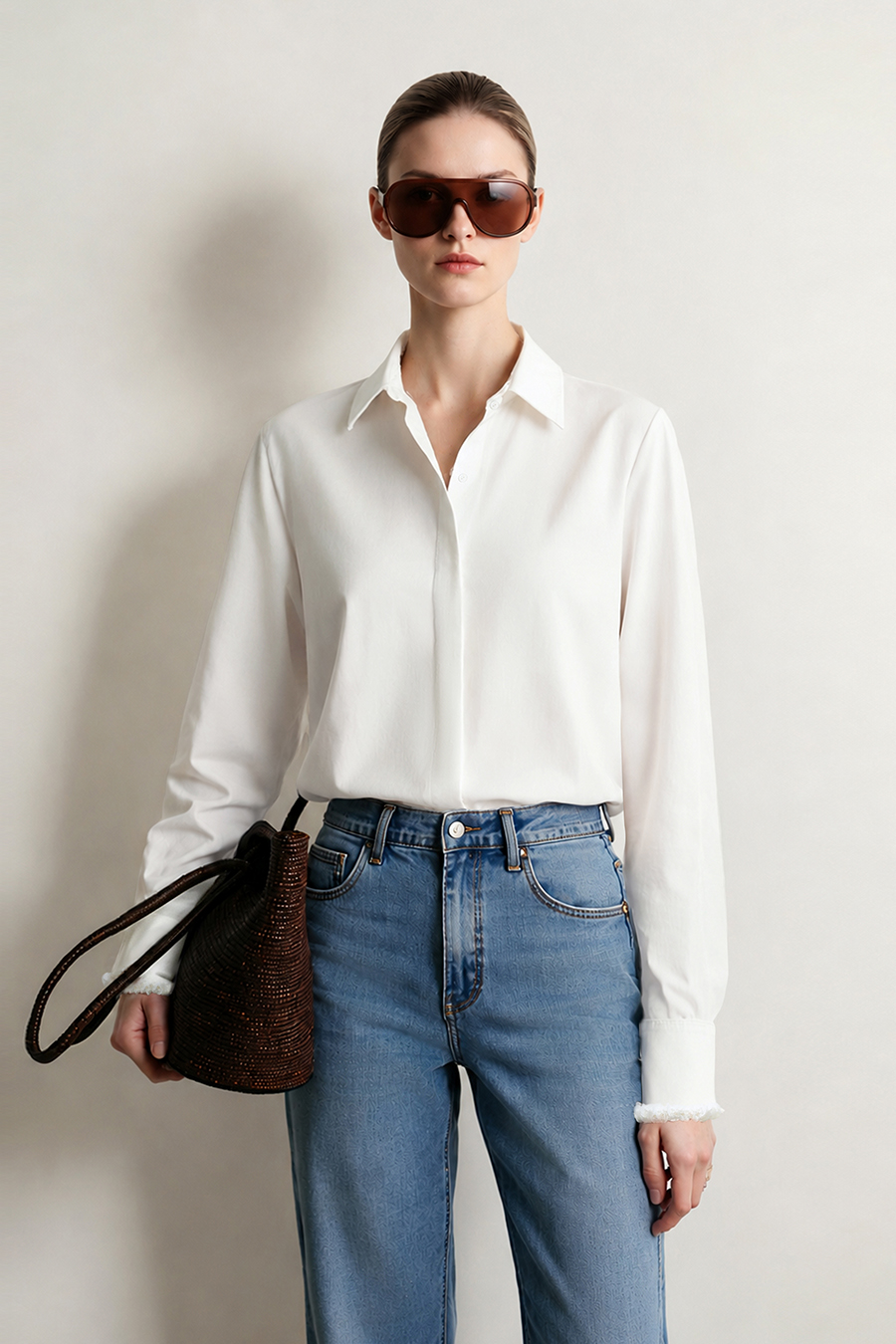 Beaded tape collared shirt|AMII