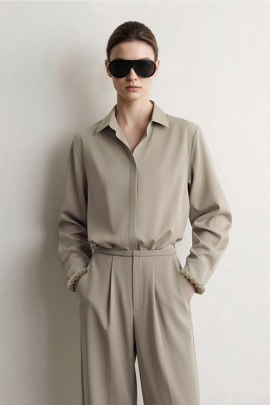 Beaded tape collared shirt|AMII