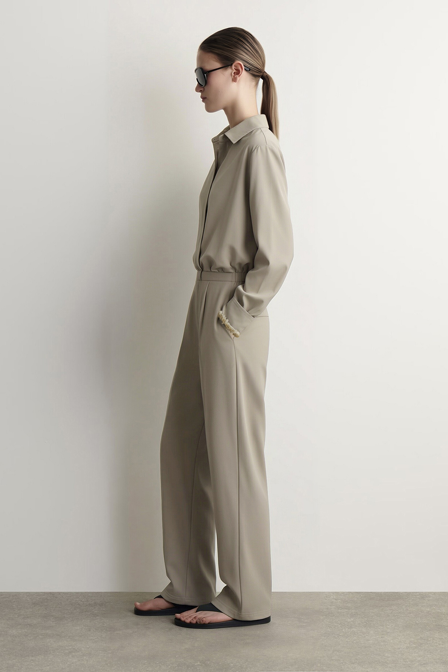 Beaded tape collared shirt|AMII
