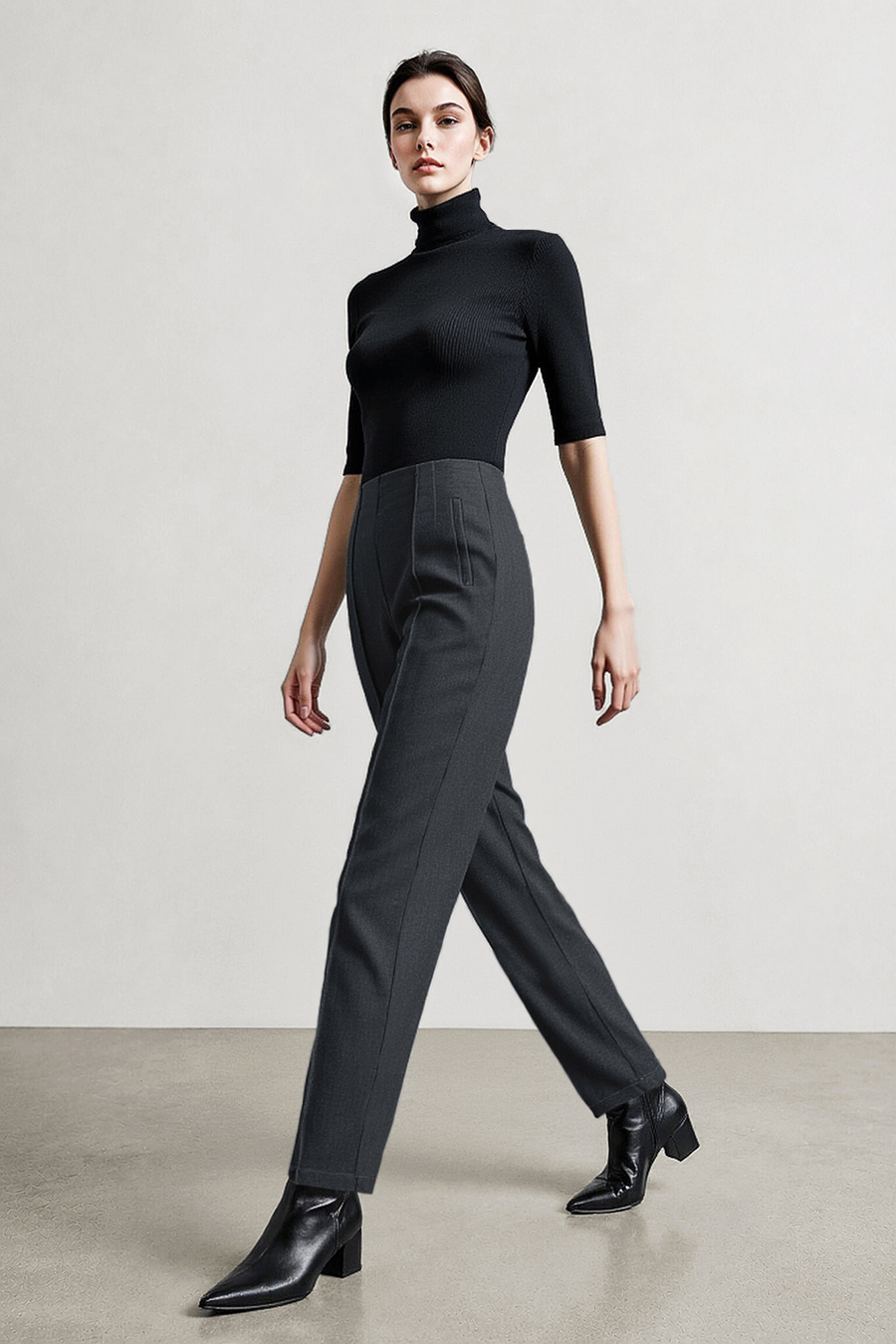 Pin‑Tuck Pleat Tapered Casual Pants|AMII