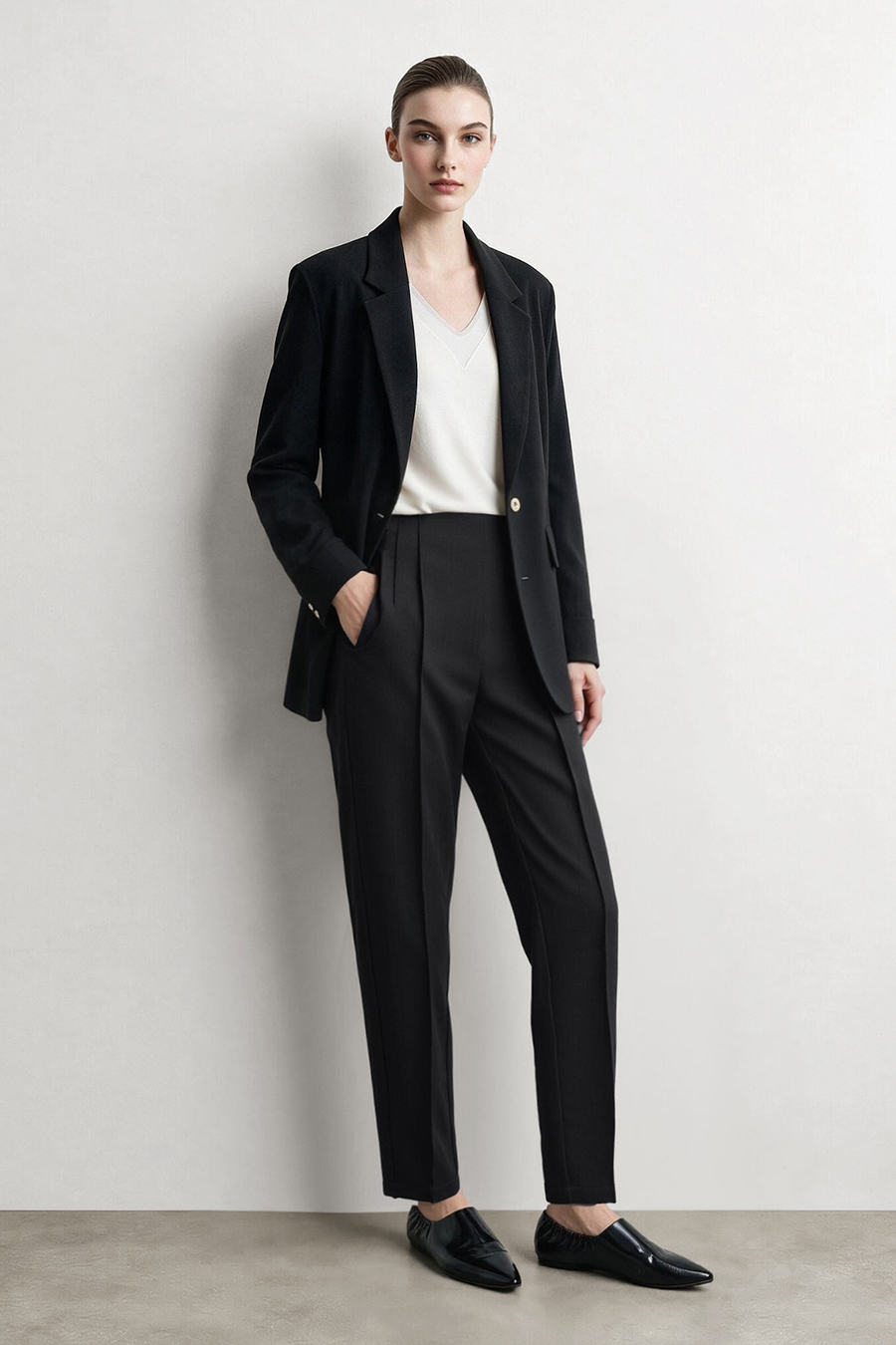 Pin‑Tuck Pleat Tapered Casual Pants|AMII