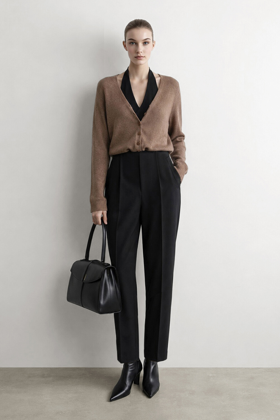 Pin‑Tuck Pleat Tapered Casual Pants|AMII