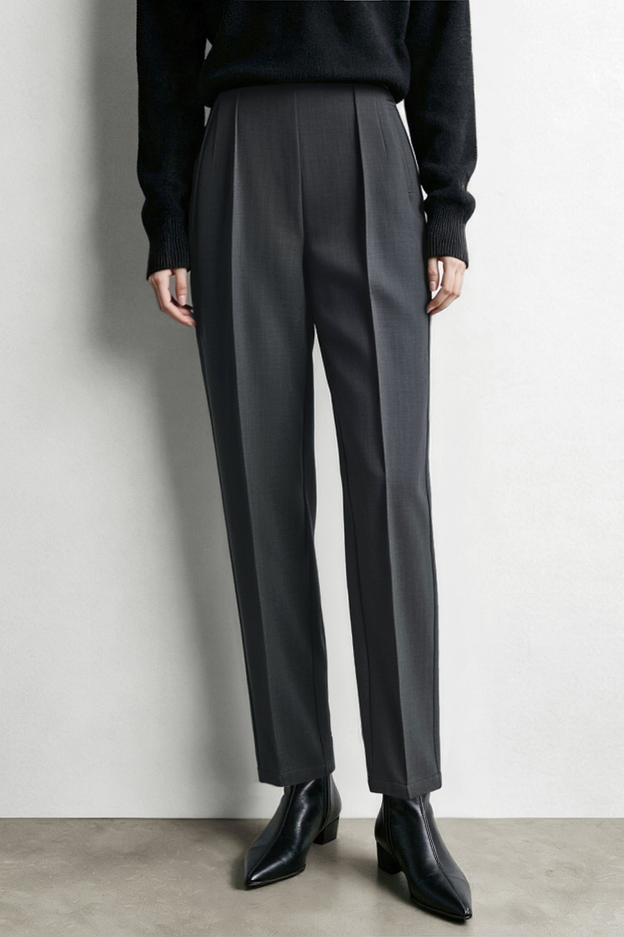 Pin‑Tuck Pleat Tapered Casual Pants|AMII