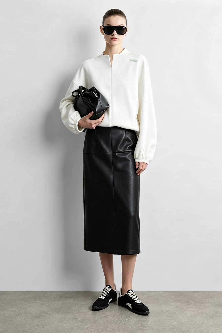 Stand Collar Zip Up Drawstring Hem Sweatshirt Jacket | AMII