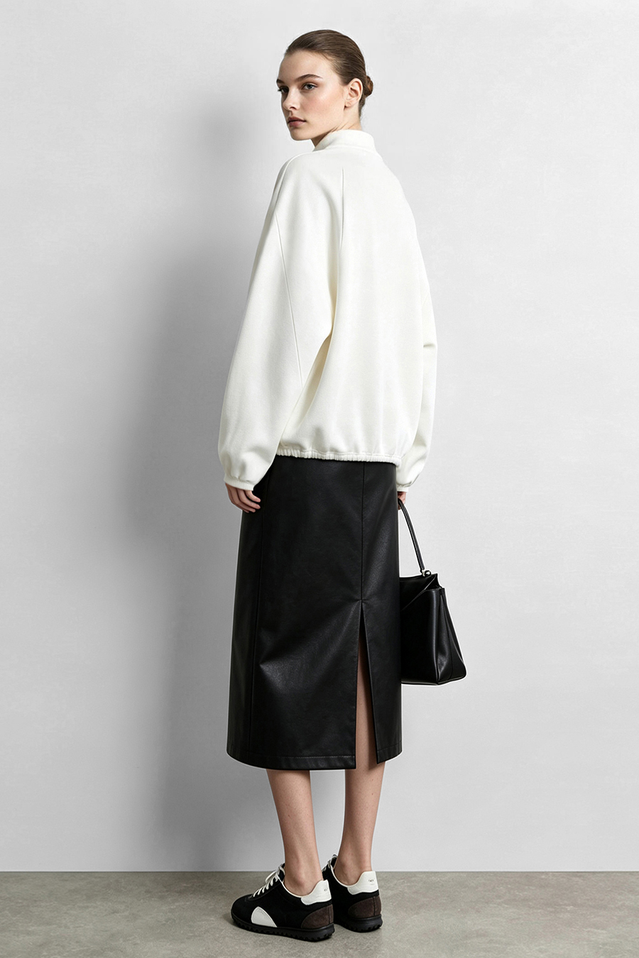 Stand Collar Zip Up Drawstring Hem Sweatshirt Jacket | AMII