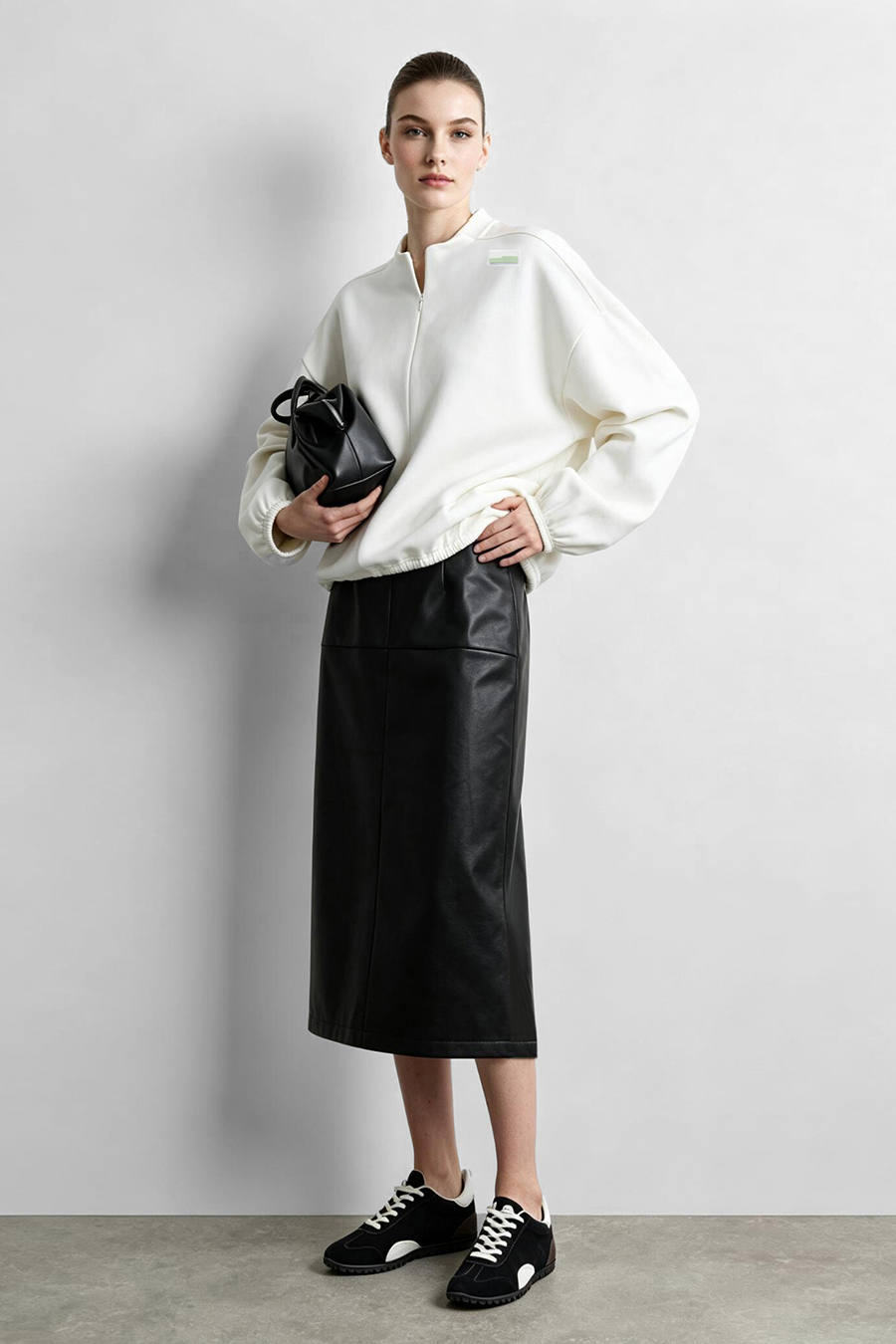 Stand Collar Zip Up Drawstring Hem Sweatshirt Jacket | AMII