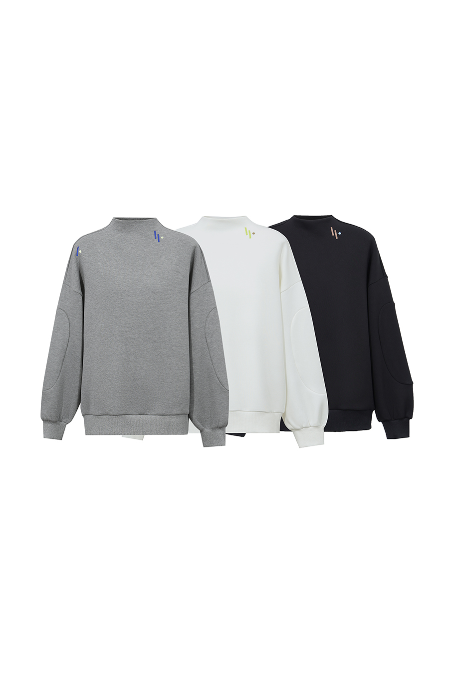 Color‑contrast embroidered drop‑shoulder hoodie|AMII