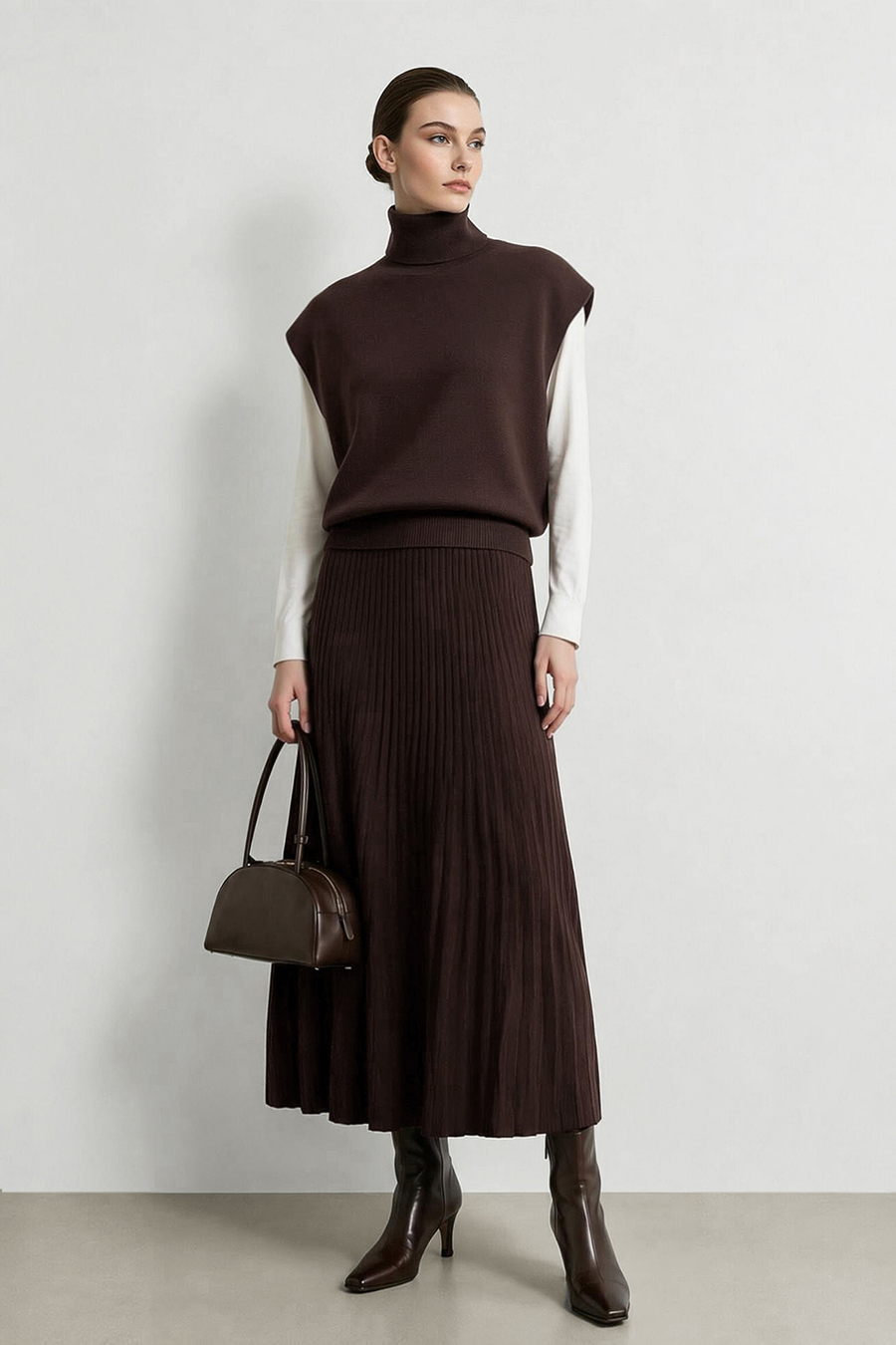 Casual High Waist Pocket Knit Skirt | AMII