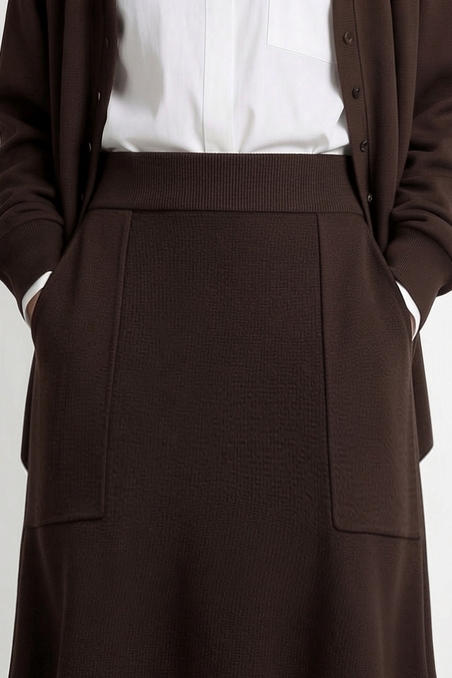 Casual High Waist Pocket Knit Skirt | AMII