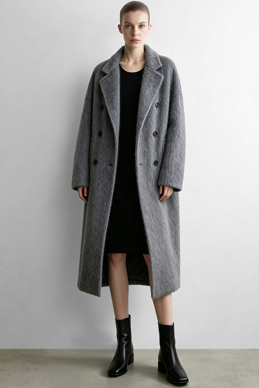 Round U-Neck Knit Dress|AMII
