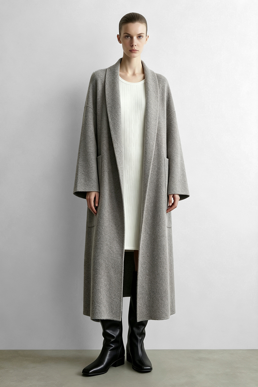 Round U-Neck Knit Dress|AMII