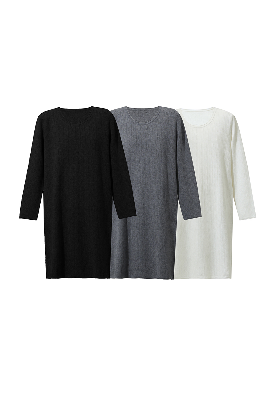 Round U-Neck Knit Dress|AMII