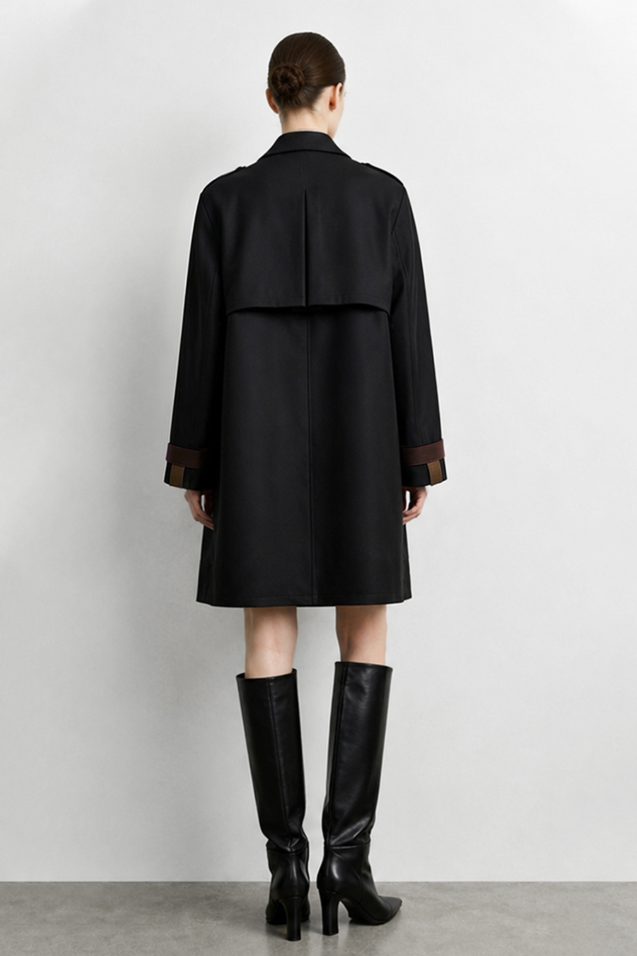 Contrast Webbing Lapel Trench Coat|AMII