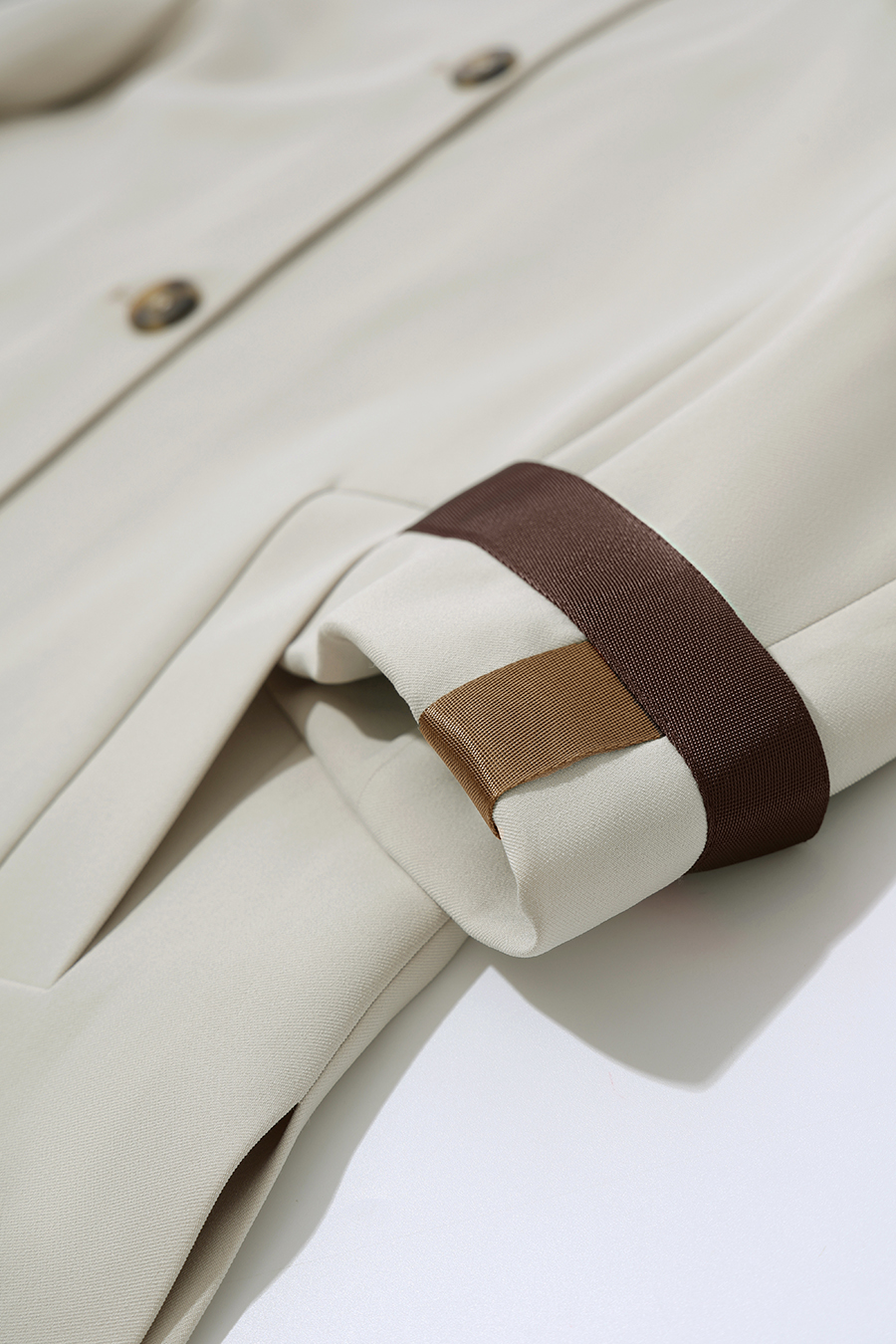 Contrast Webbing Lapel Trench Coat|AMII