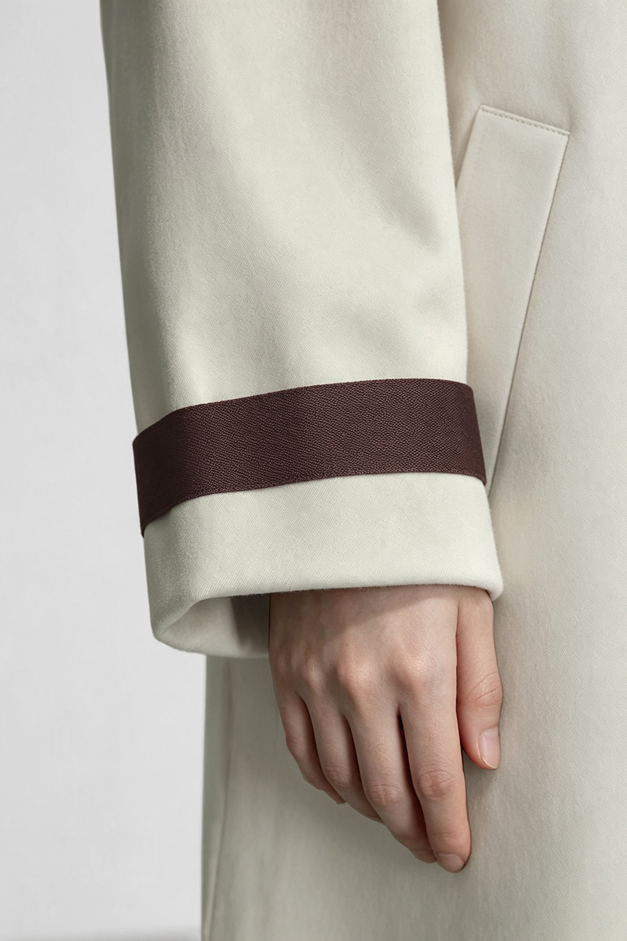 Contrast Webbing Lapel Trench Coat|AMII