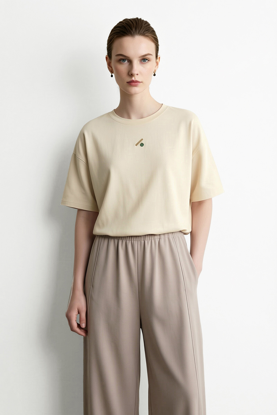 Geometric Embroidered 100% Cotton Tee | AMII