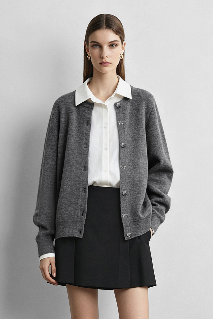 Bow Knot Button Knit Cardigan|AMII
