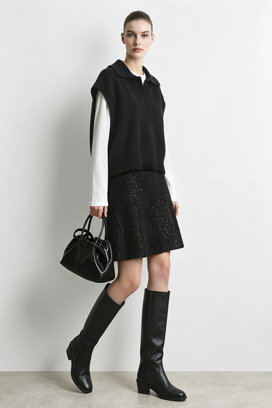 Sequin Floral Velvet Skirt|AMII