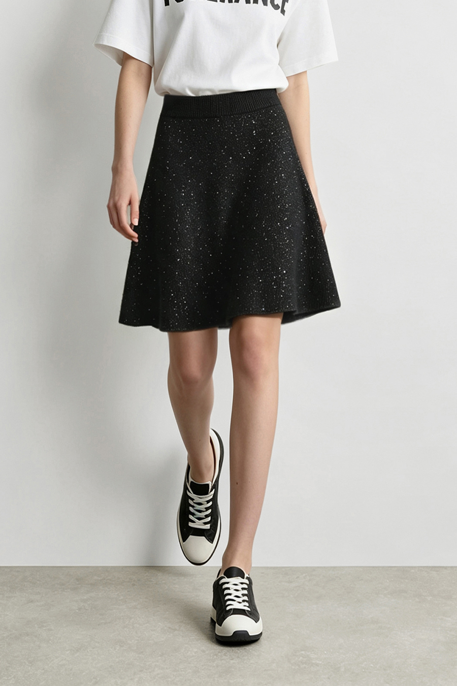 Sequin Floral Velvet Skirt|AMII
