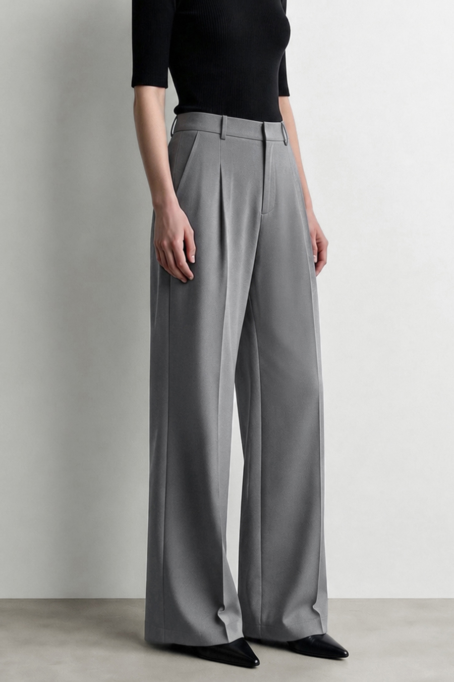 Pleated Wide‑Leg Casual Pants|AMII