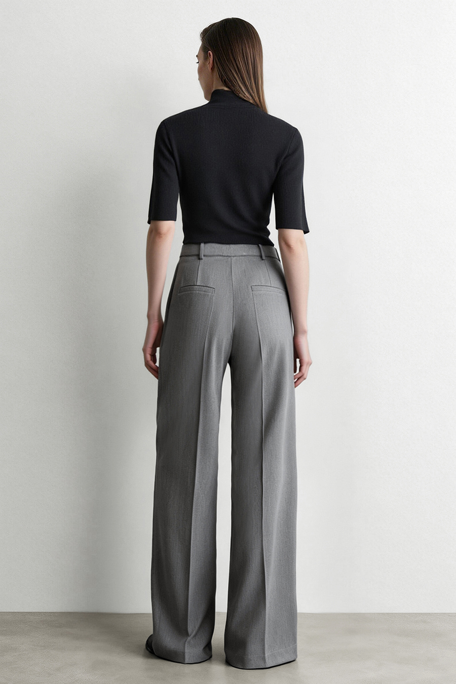 Pleated Wide‑Leg Casual Pants|AMII