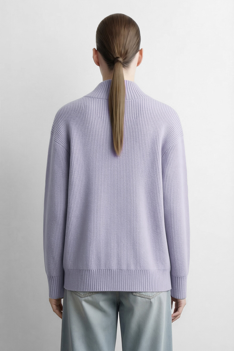 V-Neck Sweater with Removable Brooch|AMII