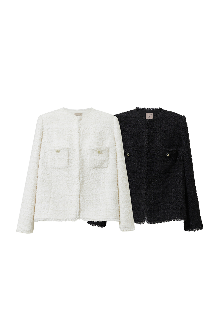 Chanel-Style Tweed Jacket with Padded Shoulders|AMII