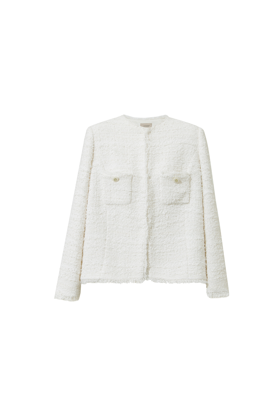 Chanel-Style Tweed Jacket with Padded Shoulders|AMII