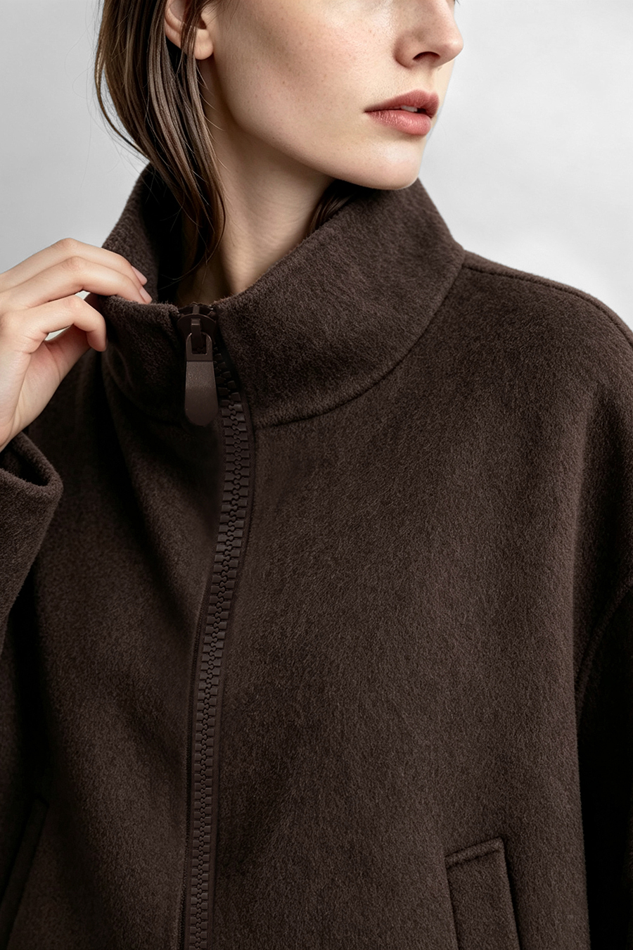 Double‑Face Wool Coat With Crossbody Bag|AMII