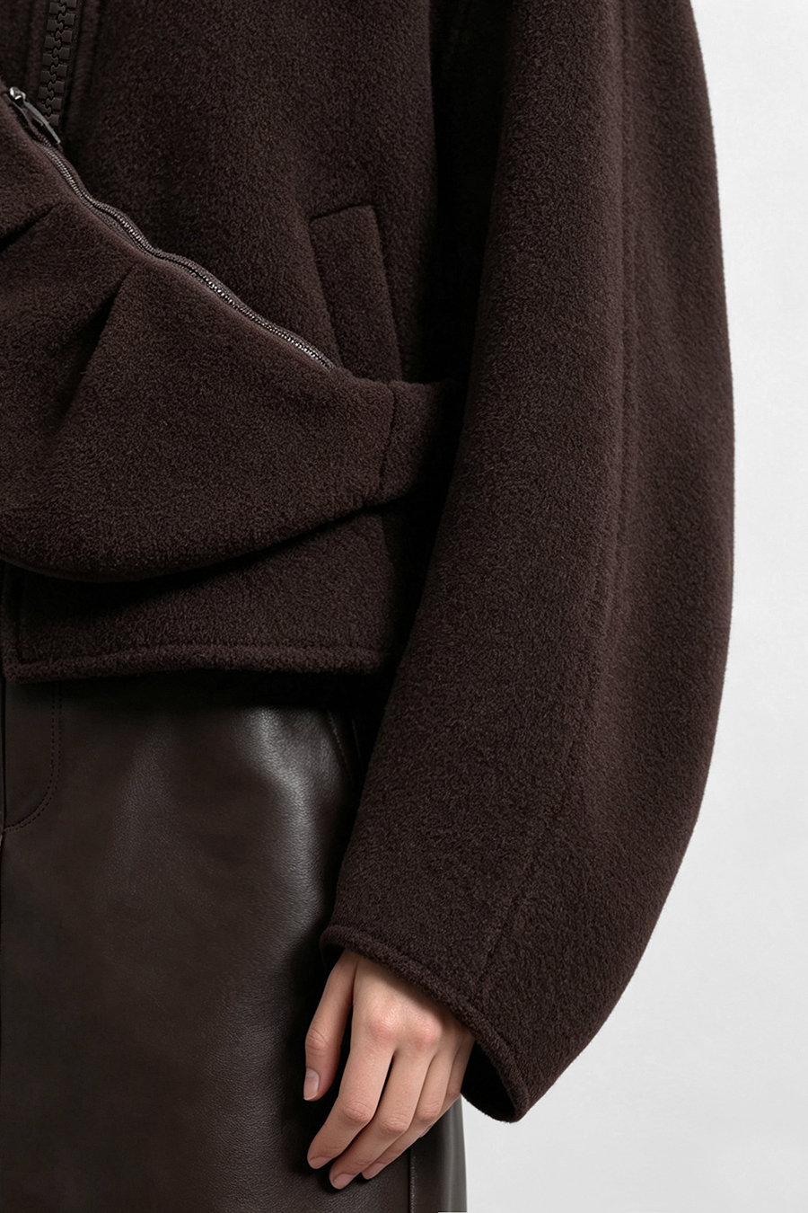 Double‑Face Wool Coat With Crossbody Bag|AMII