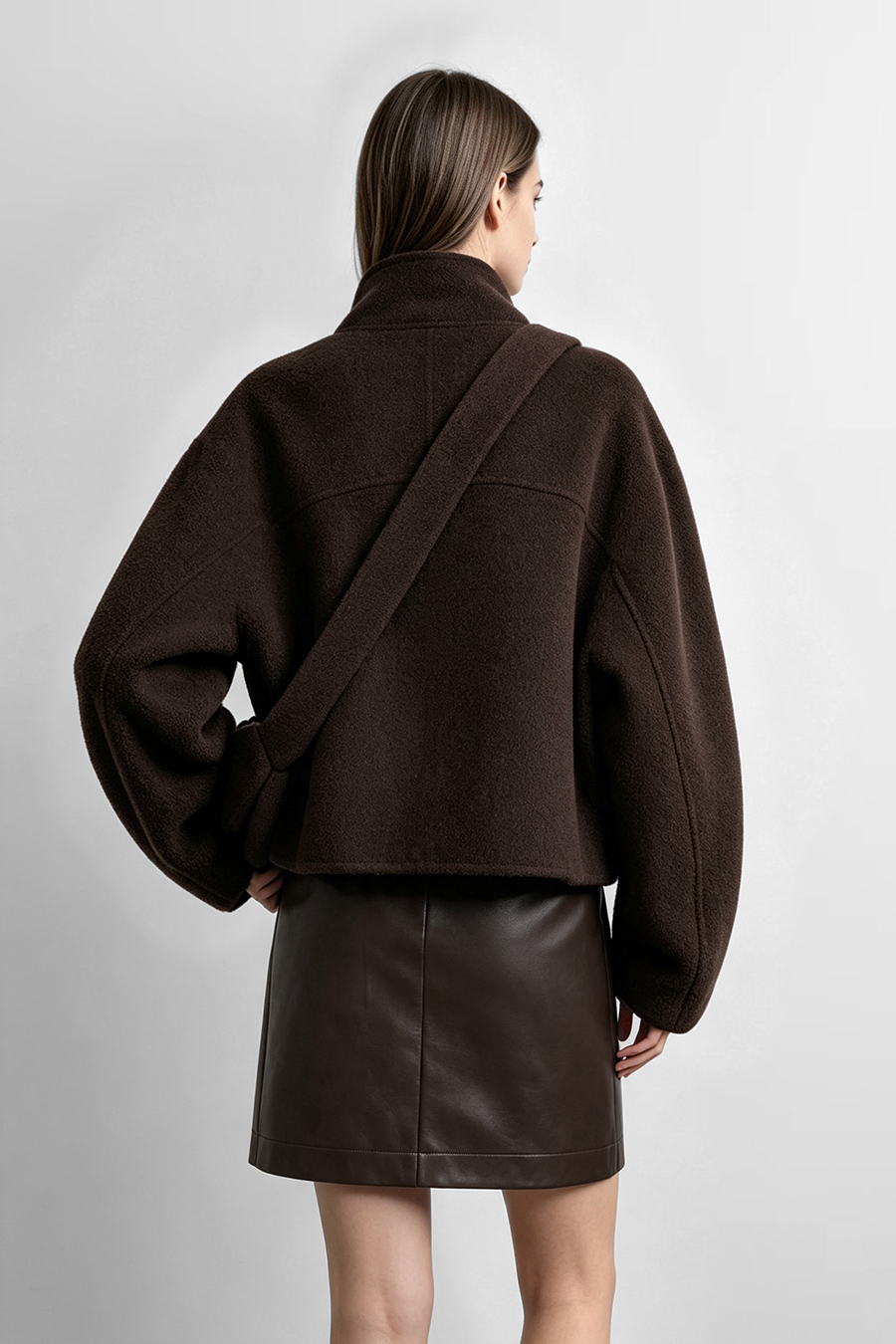 Double‑Face Wool Coat With Crossbody Bag|AMII