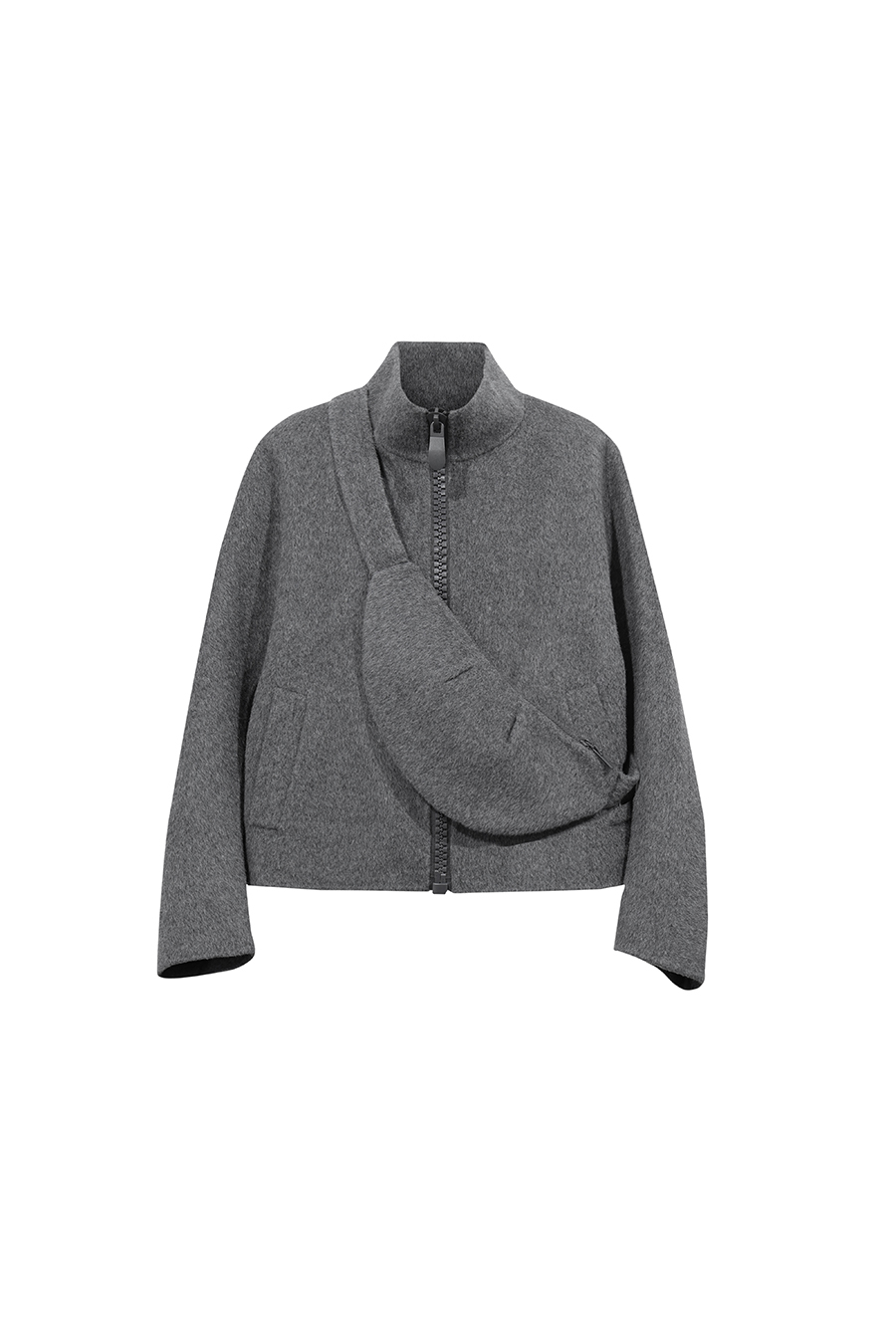 Double‑Face Wool Coat With Crossbody Bag|AMII