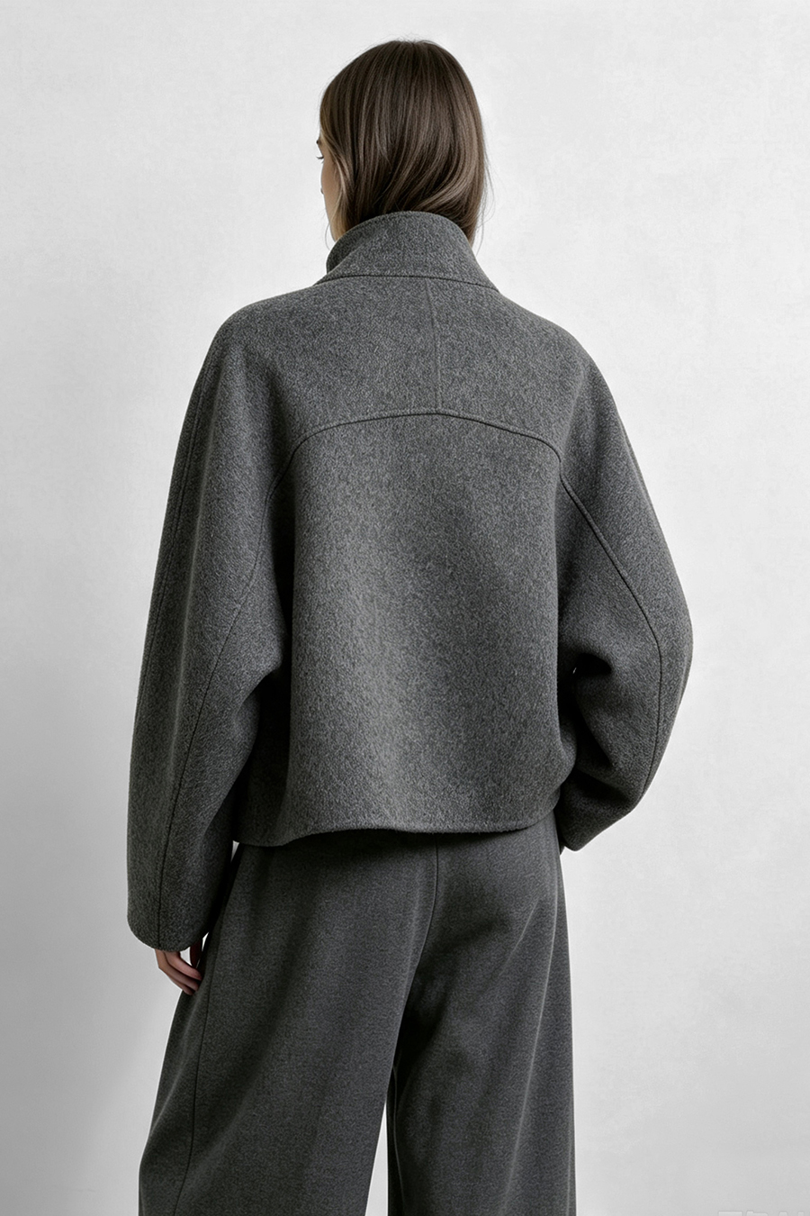 Double‑Face Wool Coat With Crossbody Bag|AMII