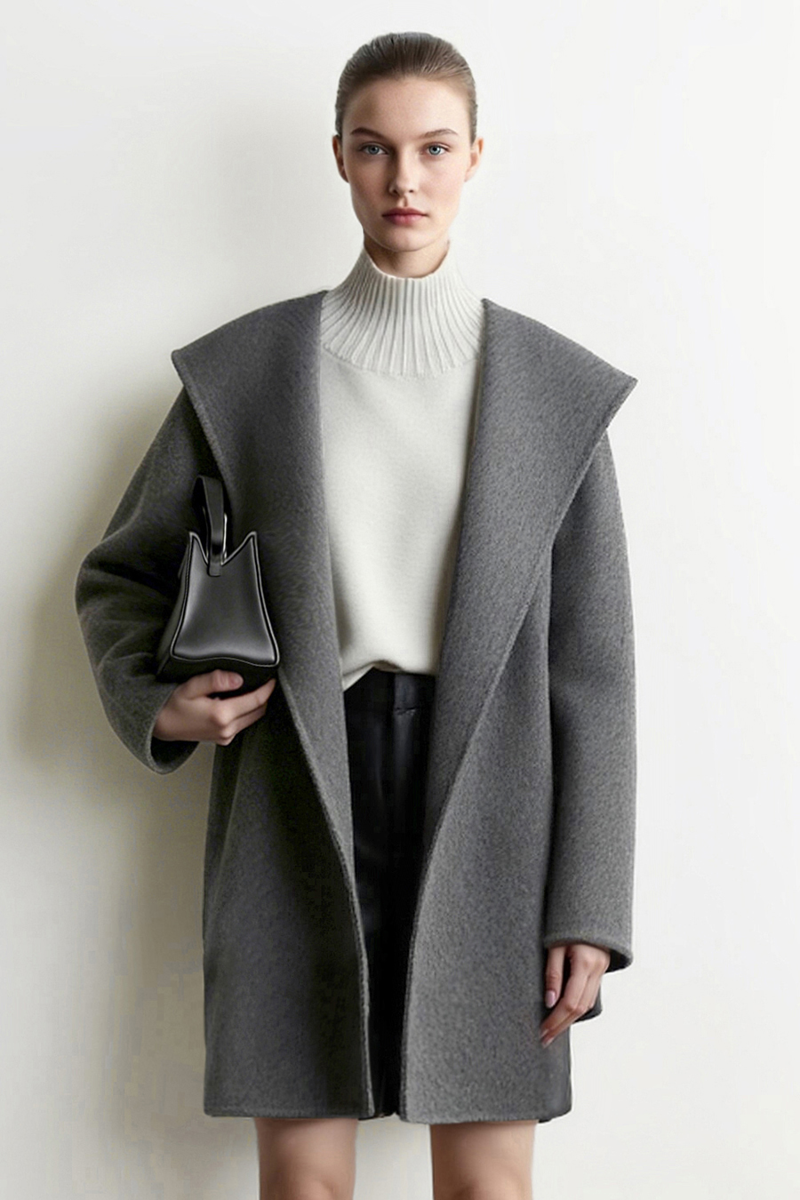 Hooded Premium Double-Faced Wool Coat|AMII