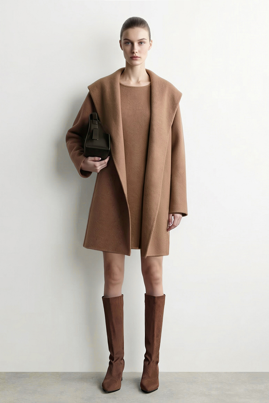 Hooded Premium Double-Faced Wool Coat|AMII