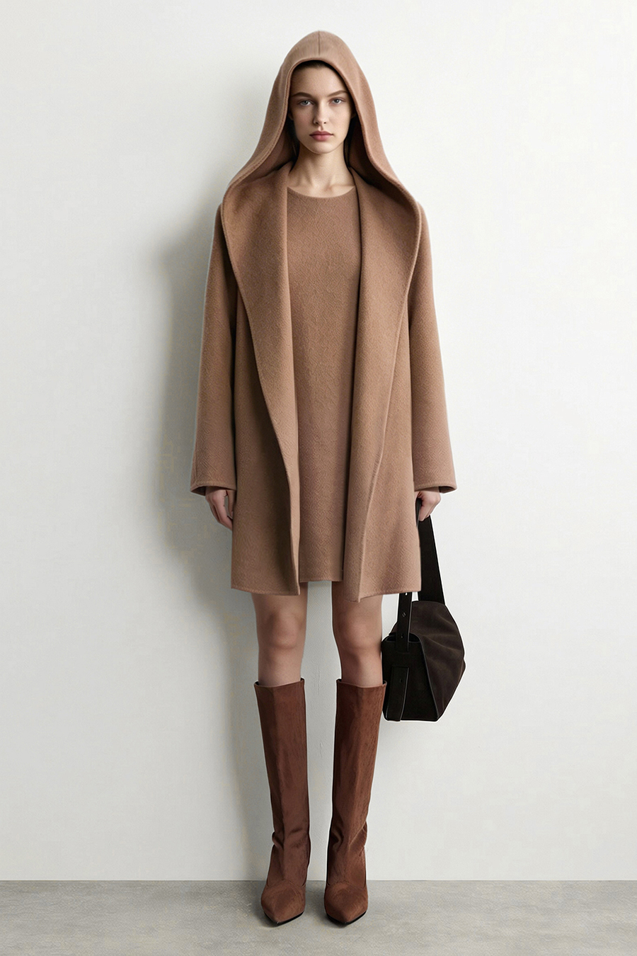 Hooded Premium Double-Faced Wool Coat|AMII