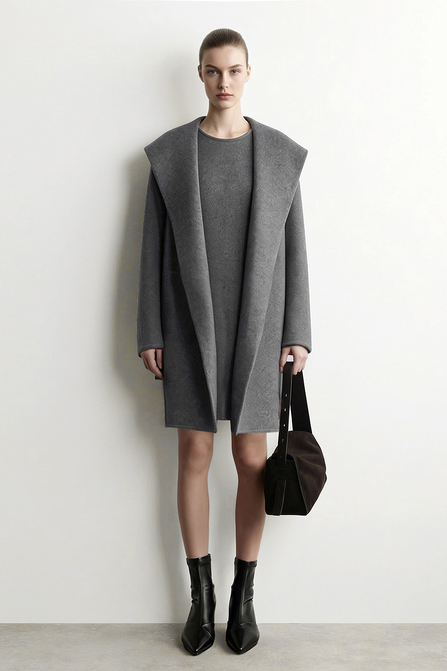 Hooded Premium Double-Faced Wool Coat|AMII