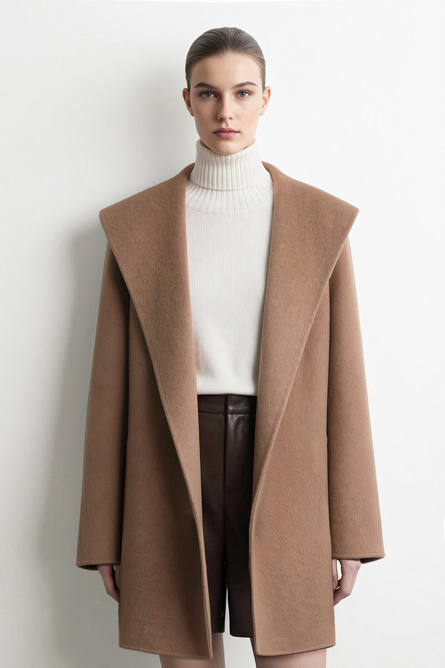 Hooded Premium Double-Faced Wool Coat|AMII
