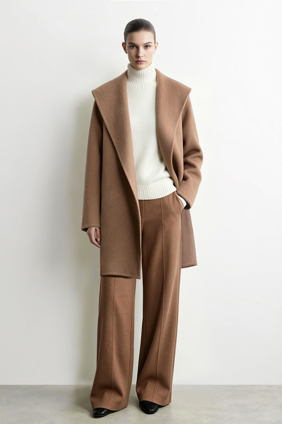 Hooded Premium Double-Faced Wool Coat|AMII