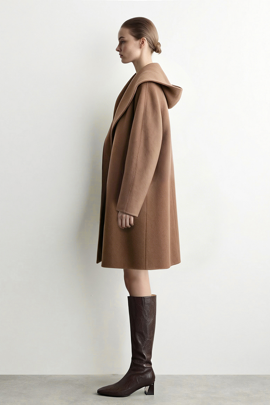 Hooded Premium Double-Faced Wool Coat|AMII