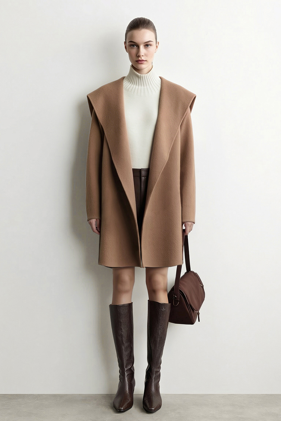 Hooded Premium Double-Faced Wool Coat|AMII