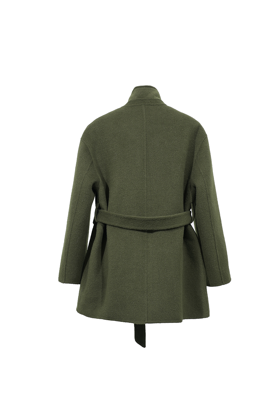 Mid-Length Double-Faced Wool Coat with Stand Collar|AMII