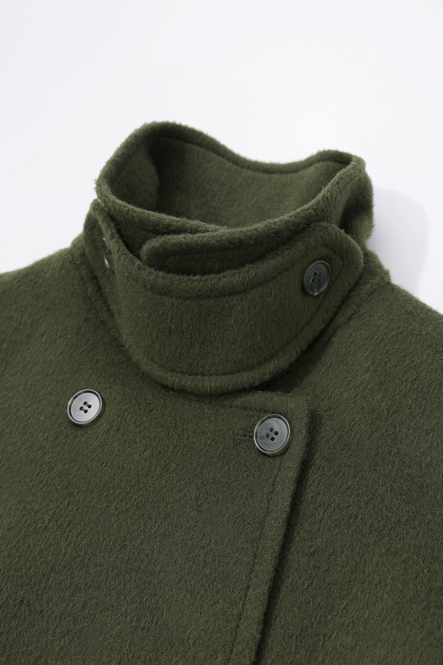 Mid-Length Double-Faced Wool Coat with Stand Collar|AMII