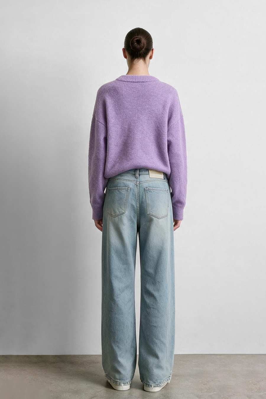Crew Neck Drop-Shoulder Sweater|AMII