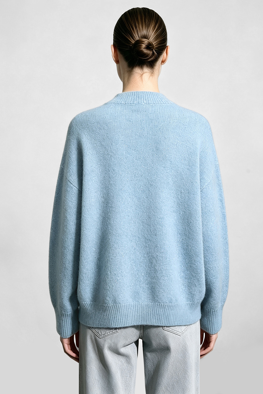 Letter Embroidered Color-Block Sweater|AMII