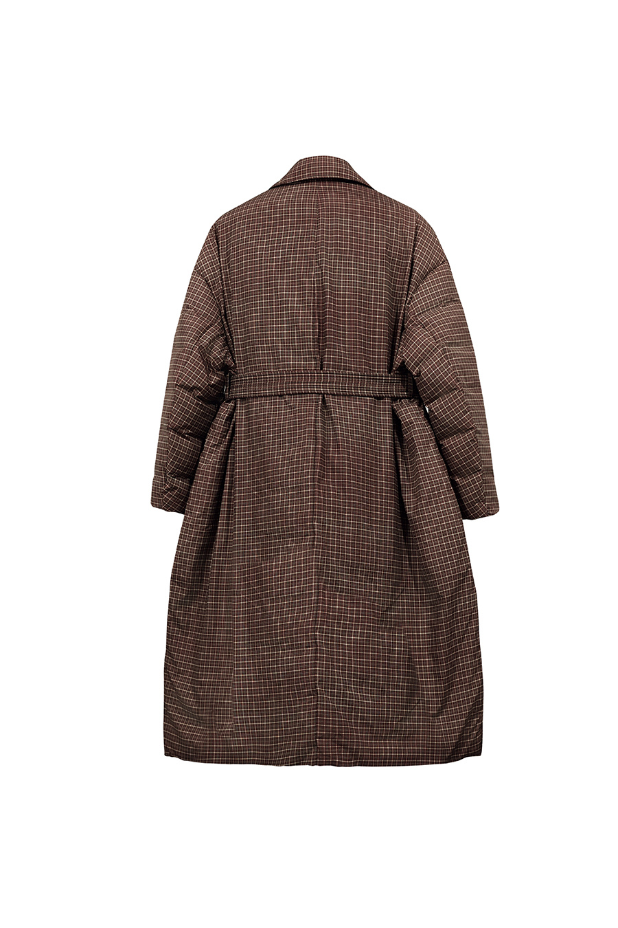 Plaid Down Jacket with Lapel Collar|AMII