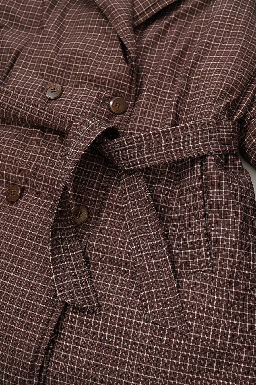 Plaid Down Jacket with Lapel Collar|AMII