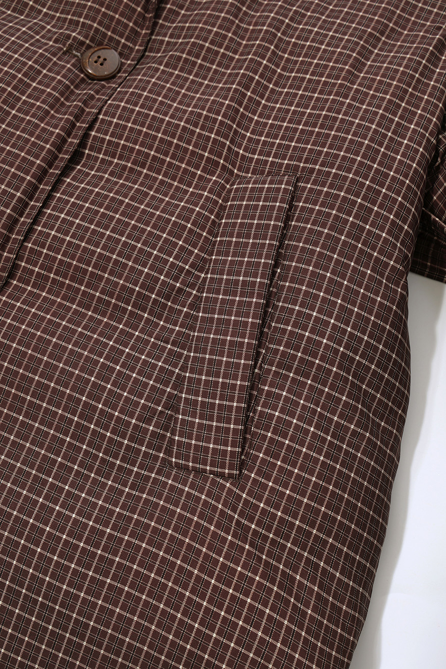 Plaid Down Jacket with Lapel Collar|AMII